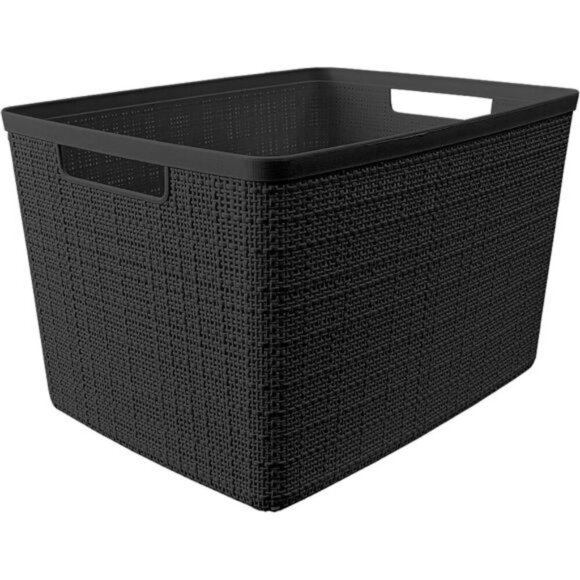 Black Plastic Storage Baskets Set of 4 Shelf Bins Closet Pantry Organizer Bins - Picture 4 of 8